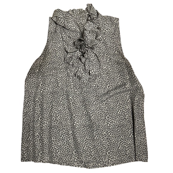 J. Crew Tops - J. Crew 90's Silk Ruffle Heart Print Sleeveless Blouse Women's Size M